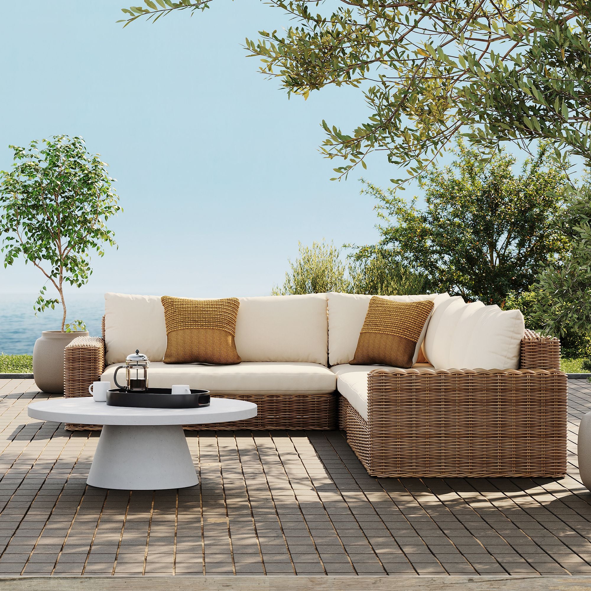 Westport Wicker Outdoor 4-Piece Sectional (136")