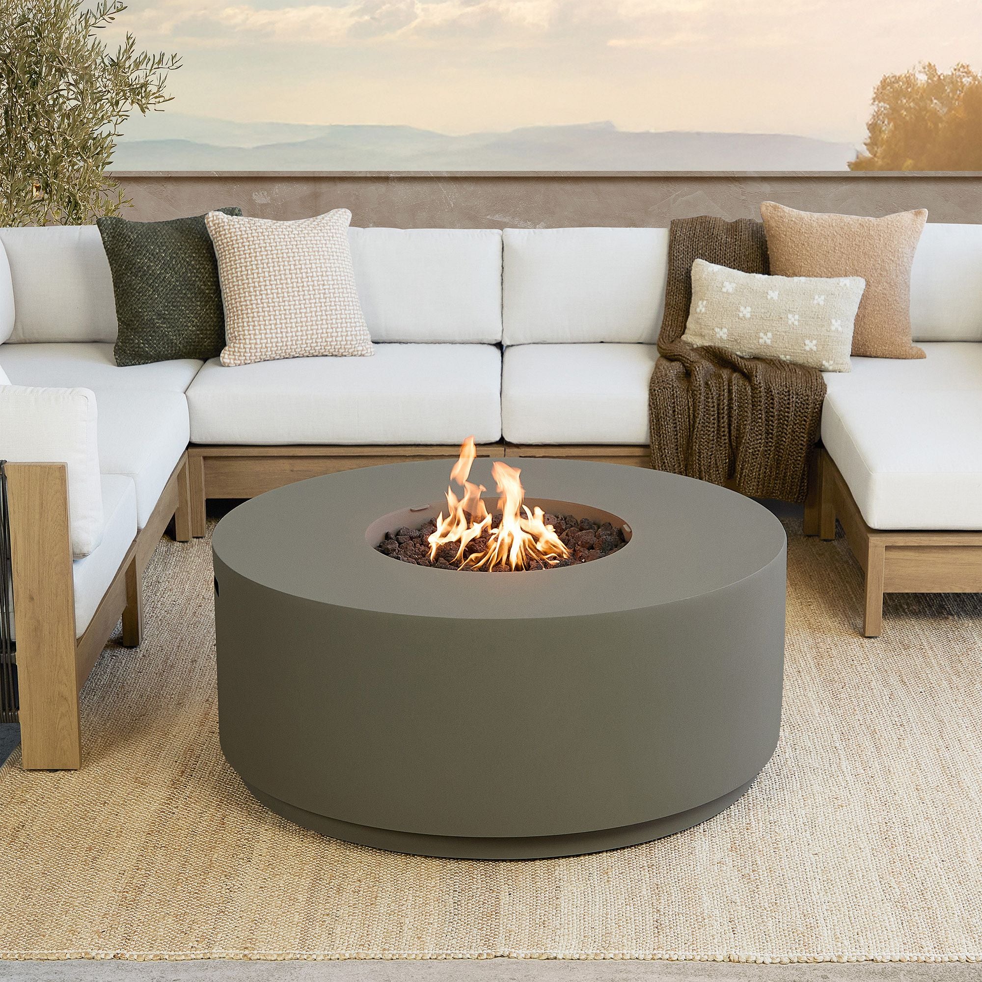 Modern Outdoor Fire Pit Lounge Set