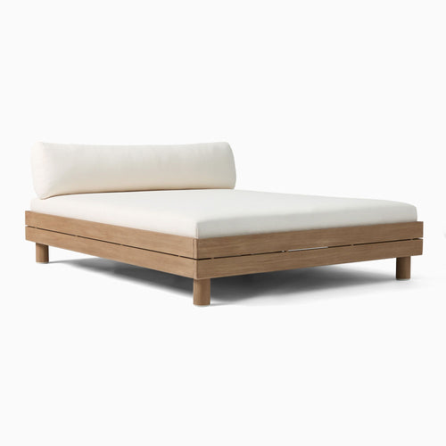 Modern Outdoor Wooden Daybed Lounge with Cream Cushions
