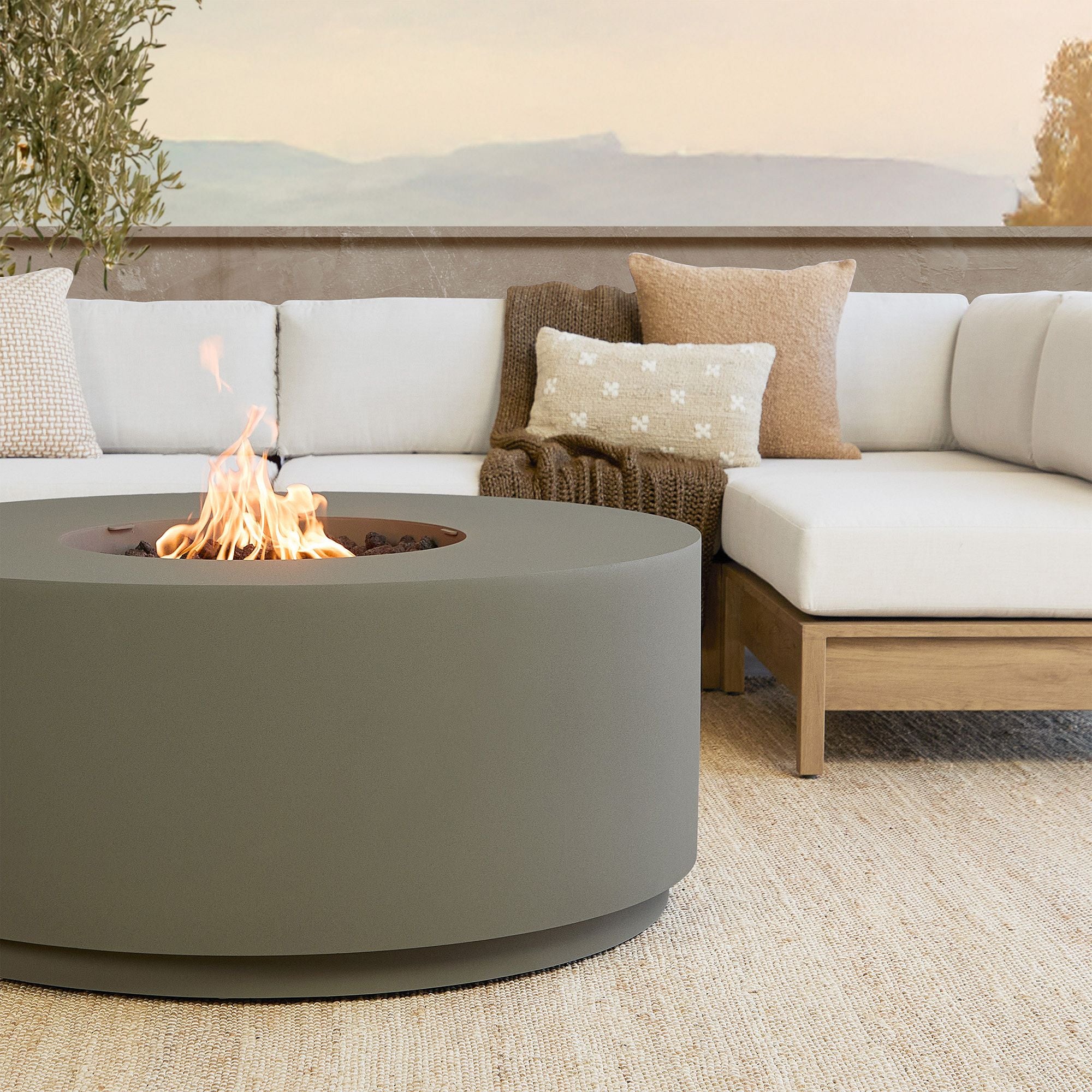 Modern Outdoor Fire Pit Lounge Set