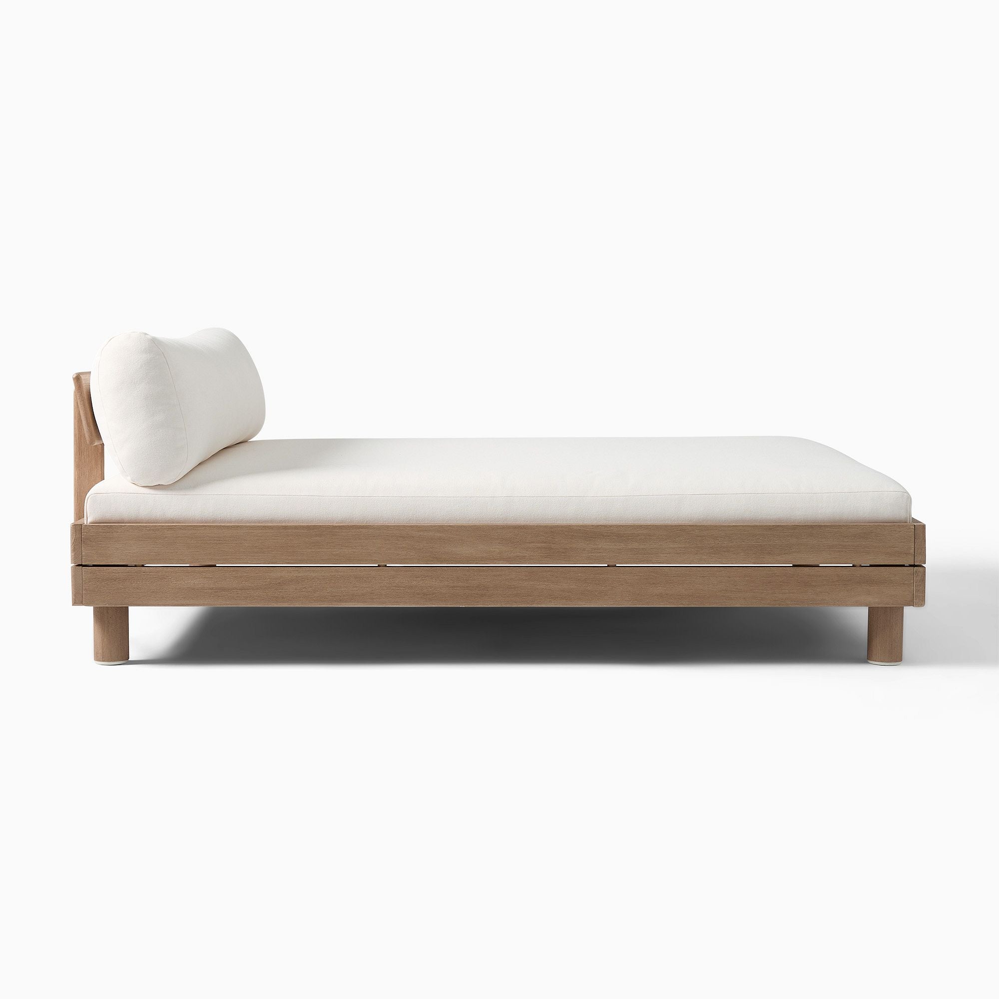 Modern Outdoor Wooden Daybed Lounge with Cream Cushions