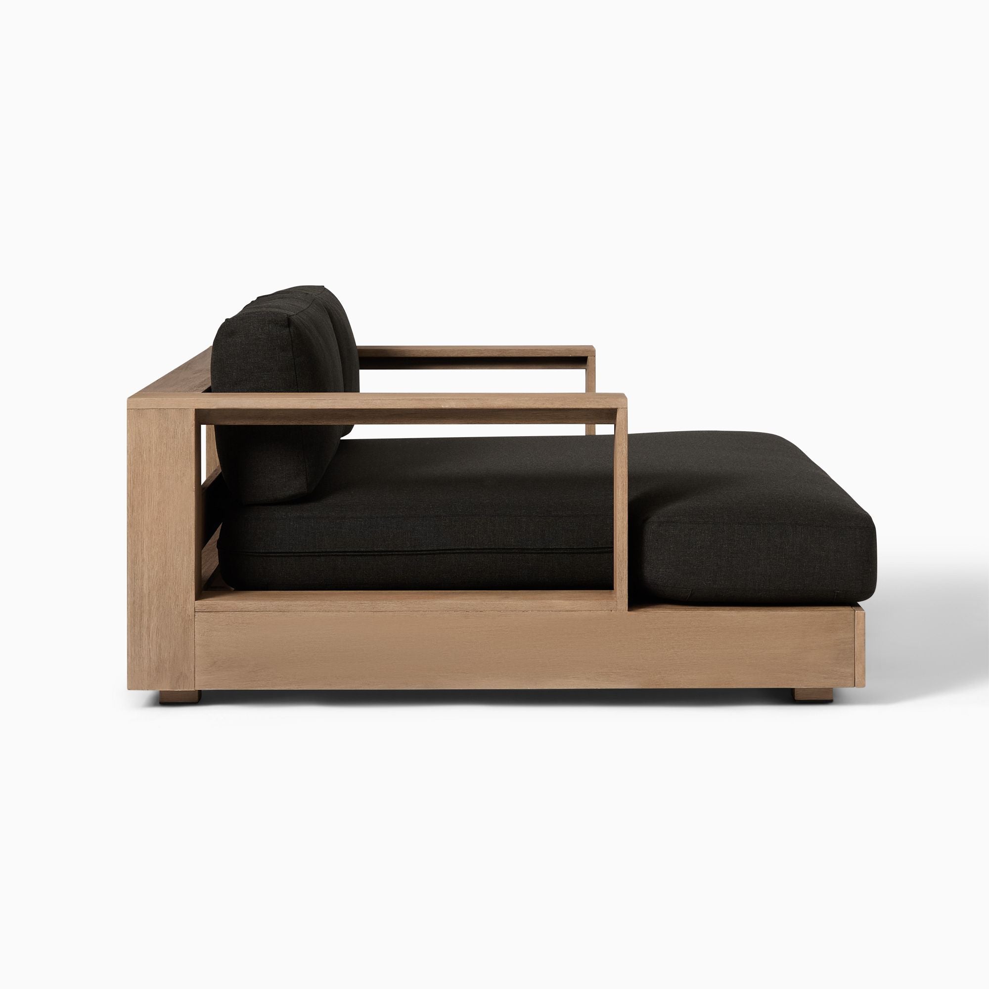Modern Outdoor Wooden Lounge Sofa with Dark Gray Cushions