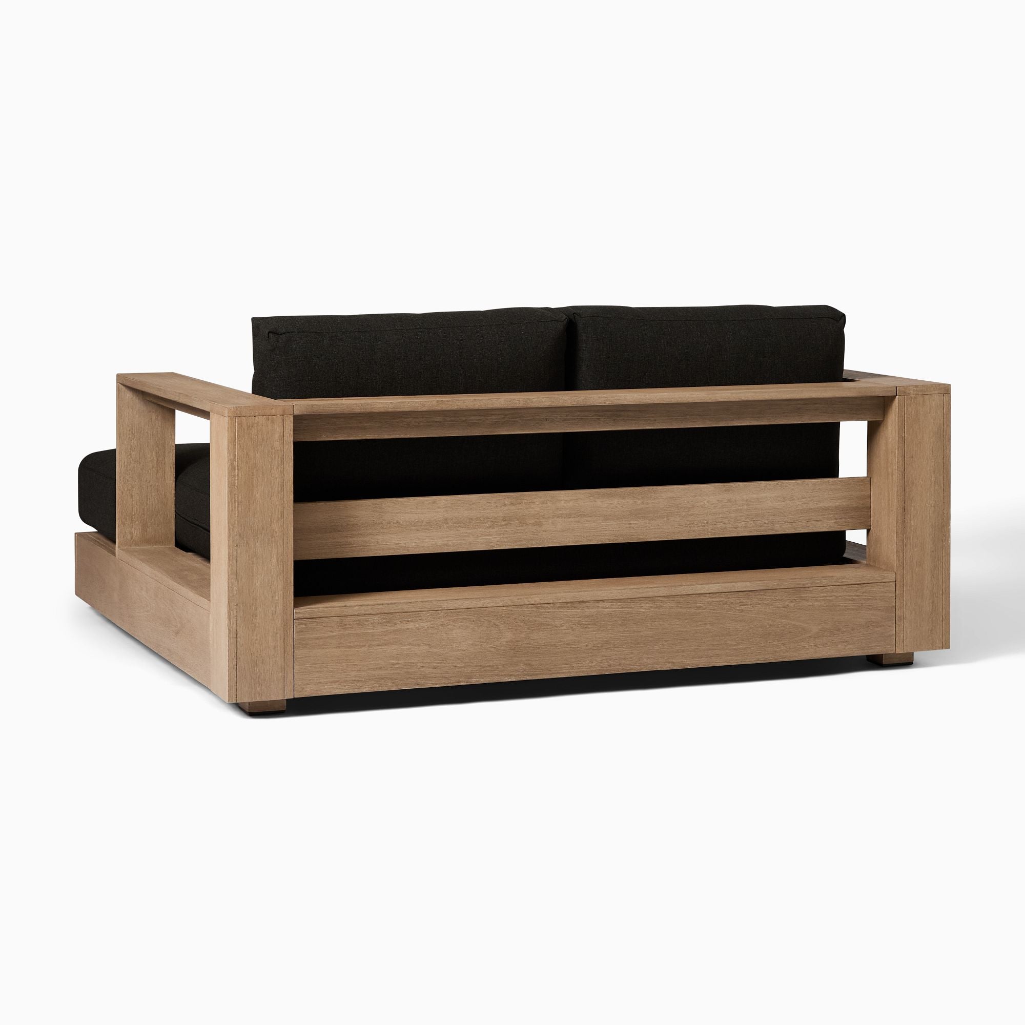 Modern Outdoor Wooden Lounge Sofa with Dark Gray Cushions